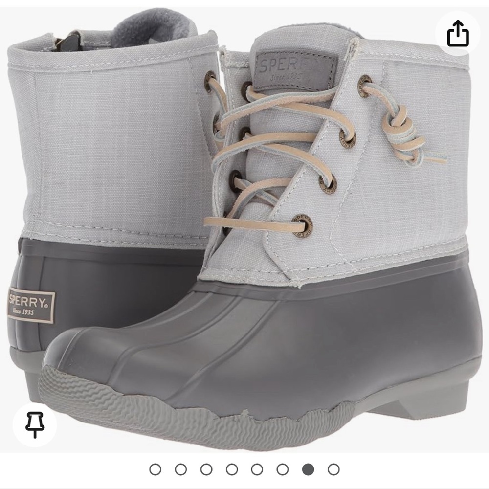 Sperry Unisex-Adult Saltwater Canvas Rain Boot GREY 7.5 NEW